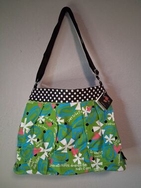 Suzy Toronto Tote Bag Lime Green Polka Dot Inspirational Quotes NWT Y2K Twee